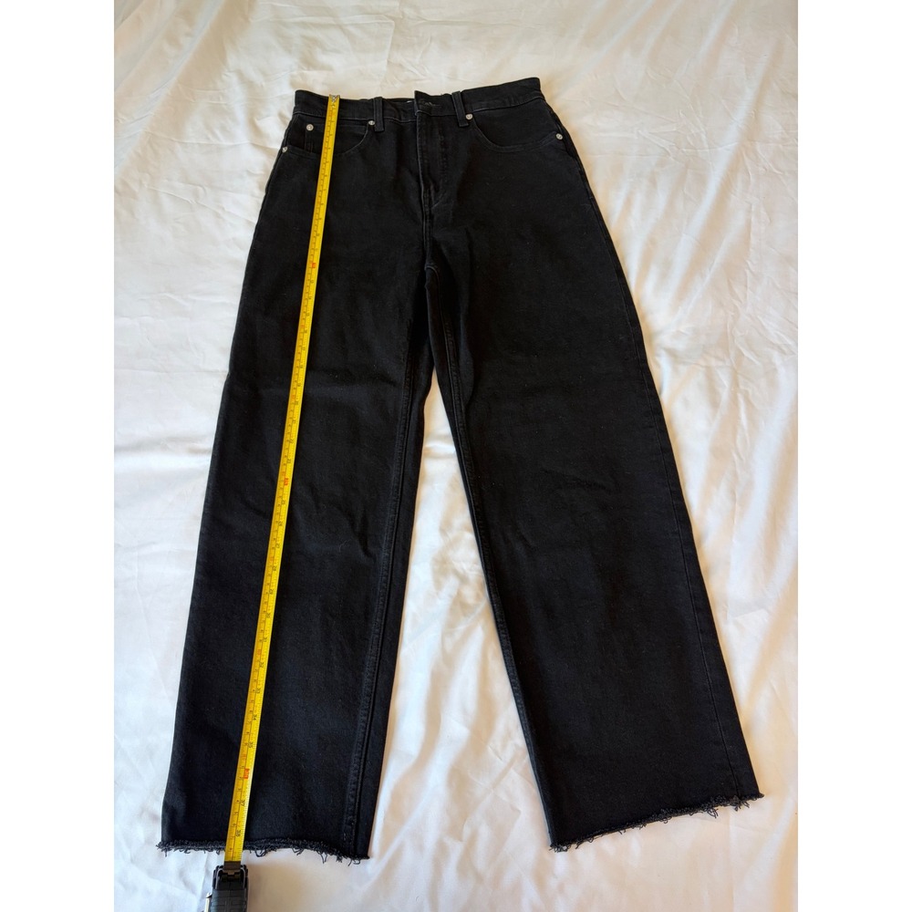 Everlane Way-High Wide Leg Jeans Black Raw Hem Denim Pants 28R High Rise - Picture 3 of 9